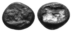 Kings of Lydia, Sardes, Kroisos. 1/6 Stater, Circa 564/53-550/39 BC. Confronted foreparts of bull right and lion left. / Incuse punch. SNG Kayhan I 10...