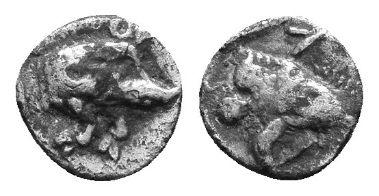 Mysia, Kyzikos. Circa 450-400 BC AR Hemiobol. 7mm, 0,24g