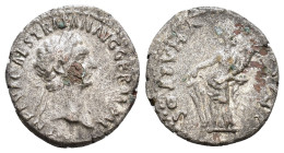 TRAJAN, 98-117 AD. AR Denarius. Fourrée. Revers with blundered legend. 18mm, 2,66g