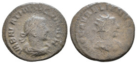 Aurelian and Vabalathus. Antoninianus. Antioch. 271-272 AD. Radiate and cuirassed bust right. / Laureate and draped bust of Vabalathus right. AE 20mm,...