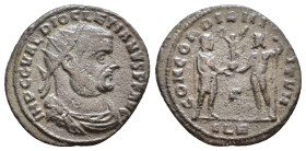 Diocletian. 284-305 AD. Radiate fraction. Post-reform issue. Alexandria, 296/7 AD. IMP C C VAL DIOCLETIANVS P F AVG, radiate, draped and cuirassed bus...