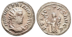 Valerian I, 253-260 AD. Antoninianus. Antiochia, 257-258 AD. IMP VALERIANVS AVG Radiate, draped and cuirassed bust of Valerian I to right. Rev. FELICI...