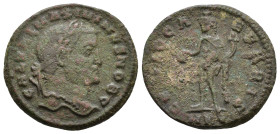 Maximinus II Cyzicus, 308-309 AD. Nummus GAL VAL MAXIMINVS NOB C, laureate head right / GENIO CAESARIS, Genius standing left, modius on head, naked ex...