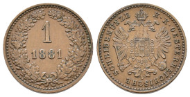 Austria. 1 Kreuzer 1881. AE 19mm, 3,26g