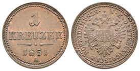 Austria. 1 Kreuzer 1851 A AE 22mm, 5,54g