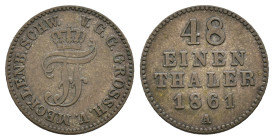 Germany. Mecklenburg-Schwerin. Friedrich Franz II. 1842-1883 1/48 Thaler 1861, A. AR 16mm, 1,23g