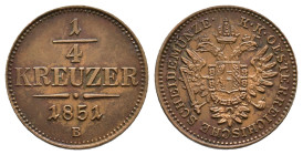 Austria. 1/4 Kreuzer 1851 B AE 17mm, 1,48g