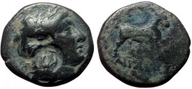 Bronze Æ
Aeolis, Aigai, c. 300-200 BC, Bronze Head of Apollo right / Goat standing right
16 mm, 3,89 g