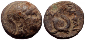Bronze Æ
Mysia, Pergamon, Mid-late 2nd century BC, Laureate head of Asklepios right / Serpent coiled around omphalos
SNG France 1803–1827
18 mm, 2,...