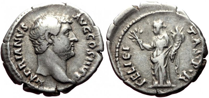 Denarius AR
Hadrian (117-138)
Rome, AD 134-138
HADRIANVS AVG COS III P P, Bar...