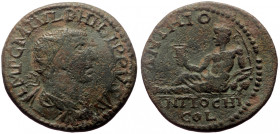 Bronze Æ
Pisidia, Antioch. Philip I Arab (244-249), IMP M IVL PHILIPPVS P FEL A - radiate, draped, and cuirassed bust right / ANTHIO ANTIOCHI COL - t...