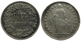 1/2 Frank AR
Switzerland 1950
Silver 835/1000
18 mm, 2,50 g
KM# 23