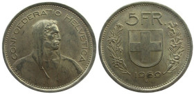 5 Francs AR
Switzerland, 1969
Silver 835/1000
31 mm, 15 g
KM# 40