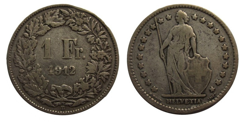 1 Francs AR
Switzerland, 1912
Silver 835/1000
23 mm, 5 g
KM# 24