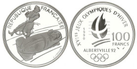 100 Francs AR
France, 1990 Olympiade Albertville 1992, Silver 900/1000
37 mm, 22 g