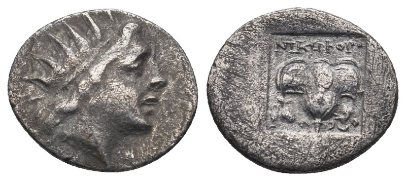 CARIA. Rhodes. Drachm (Circa 88-84 BC). 
Nikephoros, magistrate.

Obv: Radiate h...