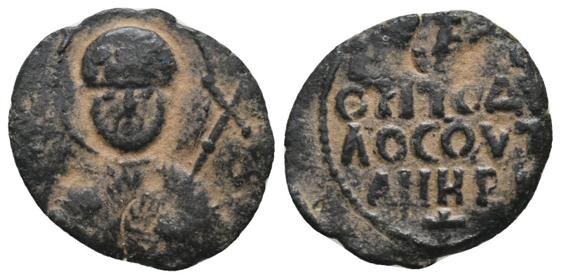 CRUSADERS. Antioch. Tancred (Regent, 1101-1112). Follis.
 
Obv: O ΠΕ/ΤΡΟΣ.
 Nimb...