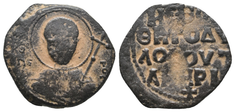 CRUSADERS. Antioch. Tancred (Regent, 1101-1112). Follis.
 
Obv: O ΠΕ/ΤΡΟΣ.
 Nimb...