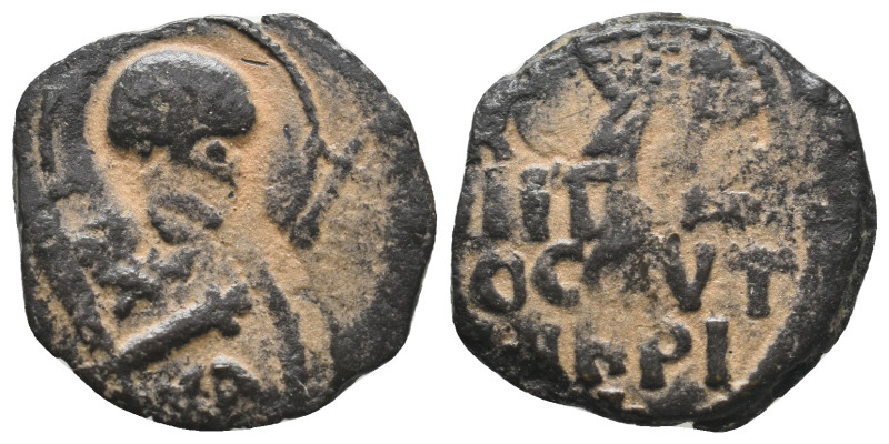 CRUSADERS. Antioch. Tancred (Regent, 1101-1112). Follis.
 
Obv: O ΠΕ/ΤΡΟΣ.
 Nimb...