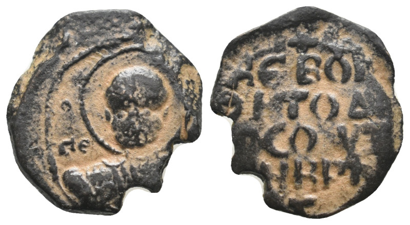 CRUSADERS. Antioch. Tancred (Regent, 1101-1112). Follis.
 
Obv: O ΠΕ/ΤΡΟΣ.
 Nimb...