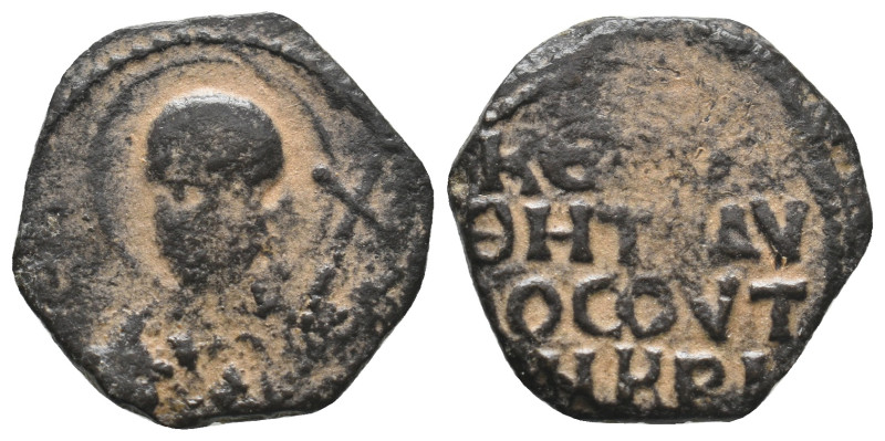 CRUSADERS. Antioch. Tancred (Regent, 1101-1112). Follis.
 
Obv: O ΠΕ/ΤΡΟΣ.
 Nimb...