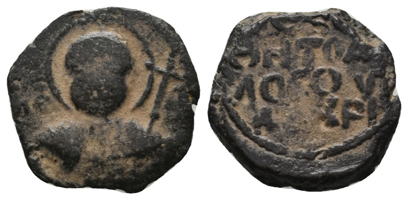 CRUSADERS. Antioch. Tancred (Regent, 1101-1112). Follis.
 
Obv: O ΠΕ/ΤΡΟΣ.
 Nimb...