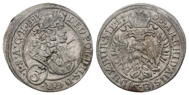 AUSTRIA. Holy Roman Empire. Leopold I, 1658-1705 AD. Dated: 1700. AR, 3 Kreuzer....