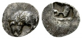 Massalia AR Obol, c. 495-470 BC 

Gaul, Massalia. AR Obol (9-10 mm, 0.84 g), c. 495-470.
Obv. Forepart of lion to left, tearing stag’s leg.
Rev. Q...