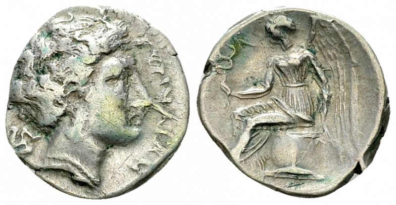 Terina AR Drachm, c. 300 BC 

Bruttium, Terina. AR Drachm (15-17 mm, 2.04 g), ...