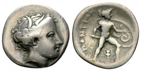 Lokri Opuntii AR Hemidrachm, c. 330s BC 

Lokris, Lokri Opuntii. AR Hemidrachm (16 mm, 2.43 g), c. 330s BC.
Obv. Wreathed head of Persephone to rig...