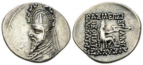 Gotarzes I or Sinatruces AR Drachm 

Kings of Parthia. Gotarzes I (95-87 BC) or Sinatruces (93/2-70/69 BC). AR Drachm (19-21 mm, 4.12 g), Rhagae. 
...