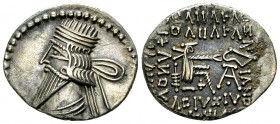 Pakoros I AR Drachm, uncertain mint 

Kings of Parthia. Pakoros I (c. 78-120 AD). AR Drachm (18-20 mm, 3.36 g), uncertain mint.
Obv. Diademed bust ...