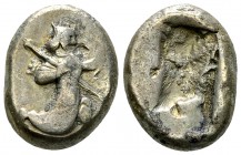 Kings of Persia AR Siglos 

Kings of Persia (Achaemenids). AR Siglos (13-17 mm, 5.46 g), c. 450-400 BC.
Obv. The Great King, bearded, in "Knielauf"...