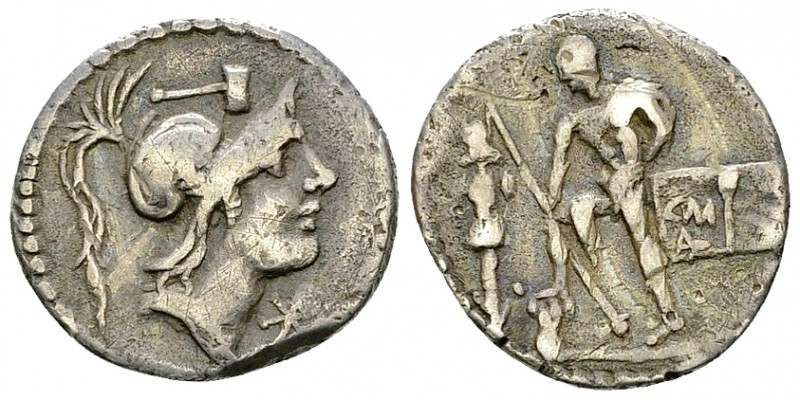 C. Malleolus AR Denarius, c. 90 BC 

C. Malleolus. AR&nbsp; Denarius (18-19 mm...