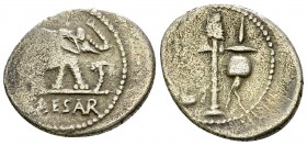 C. Iulius Caesar AR Denarius, 49/48 BC 

C. Iulius Caesar. AR Denarius (17-20 mm, 3.74 g), 49-48 BC, military mint moving with Caesar. 
Obv. CAESAR...