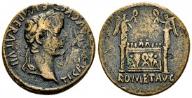 Tiberius AE As, altar of Lugdunum 

Tiberius (14-37 AD), struck under Augustus 12-14 AD (?). AE As (26 mm, 10.40 g), Lugdunum (Lyon). 
Obv. TI CAES...