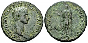 Claudius AE Sestertius, Spes reverse 

Claudius (41-54 AD). AE Sestertius (36 mm, 26.79 g), Rome, 42/43 AD.
Obv. TI CLAVDIVS CAESAR AVG P M TR P IM...