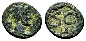Hadrianus AE Uncia 

Hadrianus (117-138 AD). AE Uncia (10 mm, 1.00 g).
Obv. Laureate head to right.
Rev. S C/H in wreath.
RIC II 629b var. (no H)...