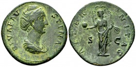 Diva Faustina AE Sestertius, Aeternitas reverse 

Antoninius Pius (138-161) for Diva Faustina. AE Sestertius (33-34 mm, 23.21 g), Rome.
Obv. DIVA F...