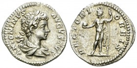 Caracalla AR Denarius, Sol reverse 

Caracalla (198-217 AD). AR Denarius (19 mm, 3.04 g), Rome, c. 199/200.
Obv. ANTONINVS AVGVSTVS, Laureate, drap...