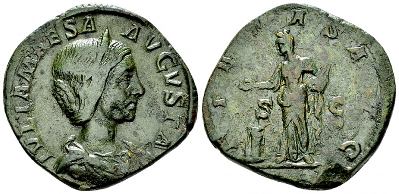 Julia Maesa AE Sestertius, Pietas reverse 

Elagabalus (218-222 AD) for Julia ...