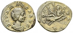 Diva Iulia Maesa AR Denarius, very rare 

Diva Iulia Maesa (+ 224 AD). AR Denarius (18-20 mm, 2.92 g), Rome.
Obv. DIVA MAESA AVG, Draped bust to ri...