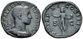 Severus Alexander AE Sestertius, Sol reverse 

Severus Alexander (222-235 AD). AE Sestertius (28-30 mm, 20.87 g), Rome, 232 AD.
Obv. IMP ALEXANDER ...