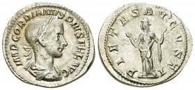 Gordianus III Pius AR Denarius, Pietas reverse 

Gordianus III Pius (238-244 AD). AR Denarius (19-21 mm, 3.39 g), Rome.
 Obv. IMP GORDIANVS PIVS FE...