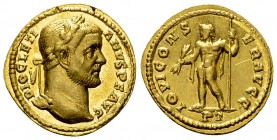 Diocletianus Aureus, Treveri mint 

Diocletianus (284-305 AD). Aureus (18-19 mm, 5.05 g), Treveri, c. 293/294.
Obv. DIOCLETIANVS P F AVG, Laureate ...