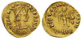 Anastasius AV Tremissis, Constantinopolis 

Anastasius I (491-518 AD). AV Tremissis (13 mm, 1.05 g), Constantinopolis. Obv. D N ANASTASIVS P P AVG, ...