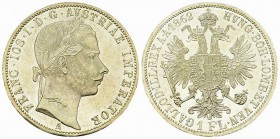Franz Joseph I, AR Gulden 1862 A 

Austria. Franz Joseph I (1848-1916). AR Gulden 1862 A (12.32 g).
J. 328.

Unzirkuliertes Prachtexemplar. FDC.
