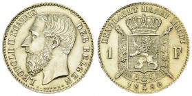 Belgium AR 1 Franc 1886 

Belgium. Leopold II. AR 1 Franc 1886 (5.00 g).
KM 28.

FDC.