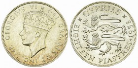 Cyprus AR 18 Piastres 1938 

Cyprus. British Colony. AR 18 Piastres 1938 (11.31 g). 
KM 26. 

Almost uncirculated.