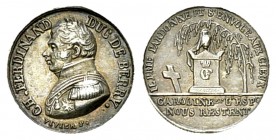 France, AR Jeton s.d. (1820) 

France. Louis XVIII (1814: 1815-1824). AR Jeton s.d. (1820) (9 mm, 0.53 g), commémorant le meurtre de Chalres Ferdina...